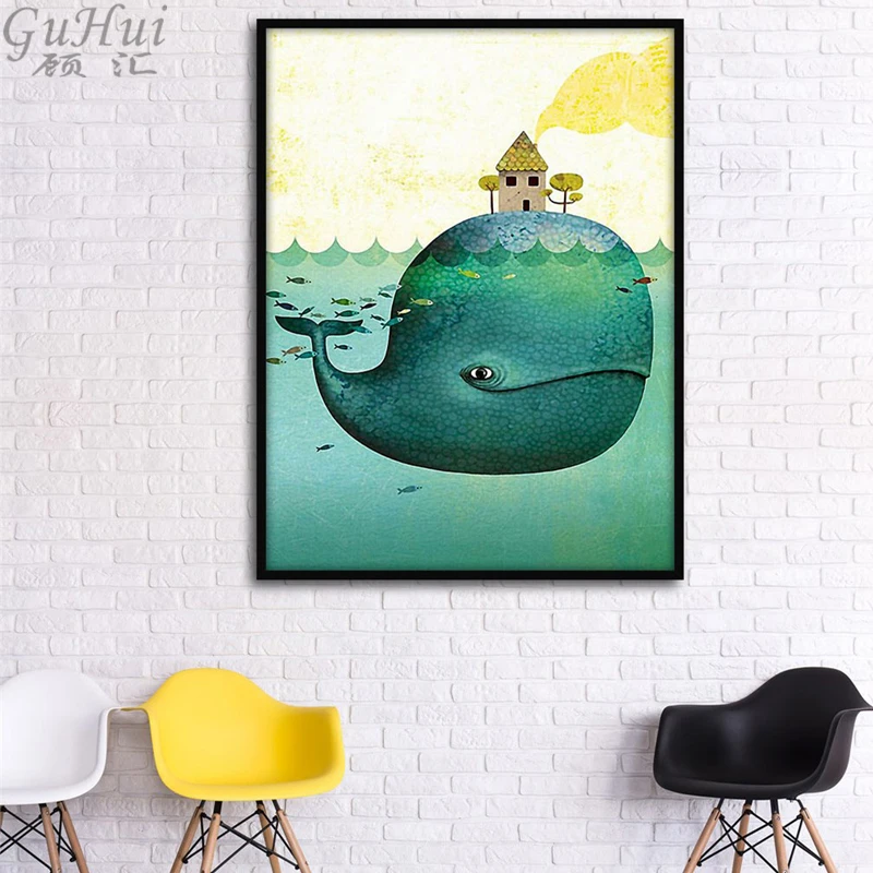 Картина на холсте в скандинавском стиле с рисунком Кита|wall pictures|decor wall picturescanvas