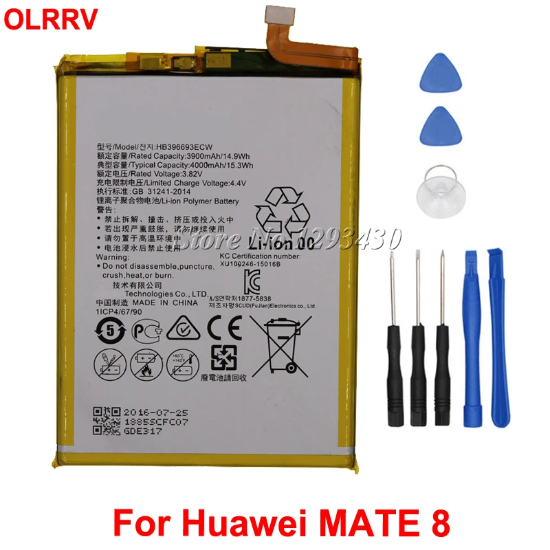 

Аккумулятор 4000 мАч HB396693ECW для Huawei Mate 8 Batterie Bateria Аккумулятор AKKU + Инструменты