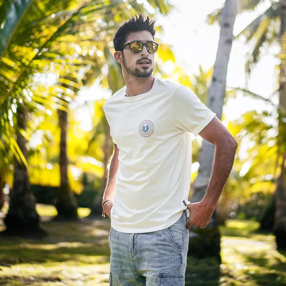 SIMWOOD 2019 летняя новая повседневная мужская футболка с принтом на спине модная из