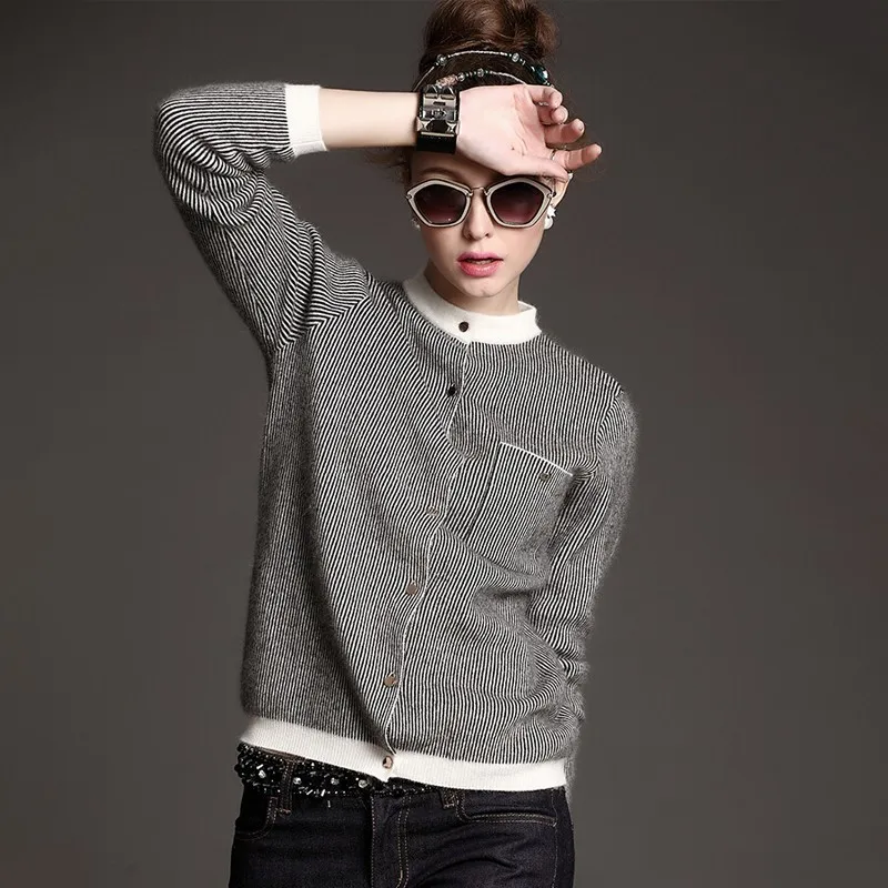 Max LuLu Autumn Fashion Korean Style Ladies Vintage Knitwear Women Striped Knitted Sweater Casual Oversized Turtleneck Cardigans |