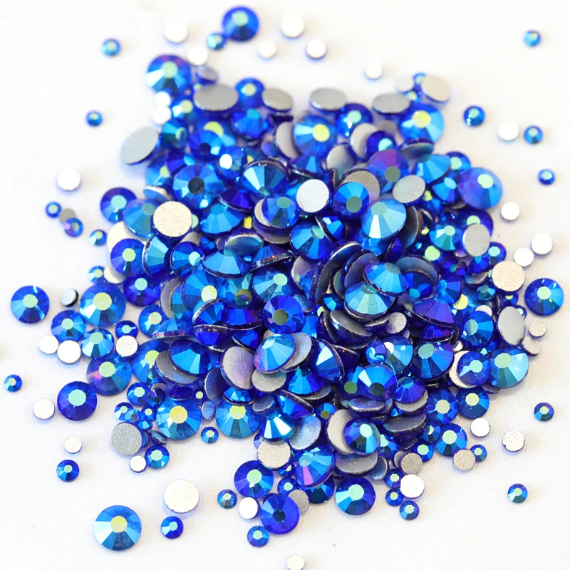 1000 шт. разноцветные стразы разных размеров не требующие горячей фиксации с