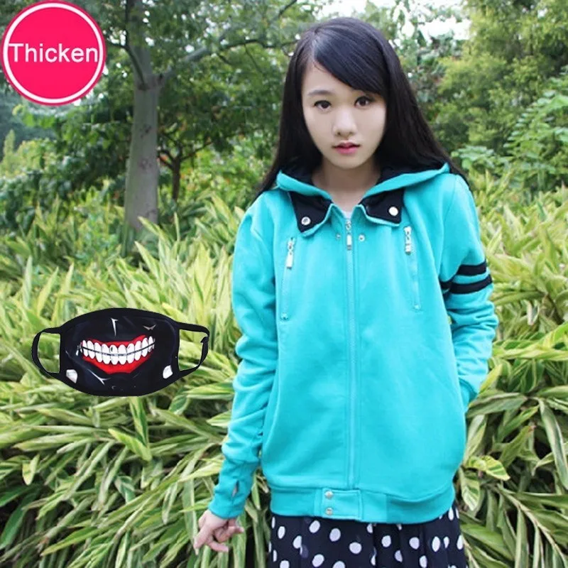 Thicken green Аниме Токийский Гуль Kaneki Ken Косплей Толстовка толстовки унисекс Повседневная модная куртка с капюшоном Женский костюм на Хэллоуин - Цвет: Thicken green