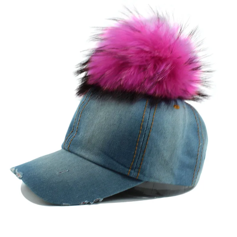 15 см бейсбольная кепка с помпонами из меха енота модная зимняя уличная Женская и