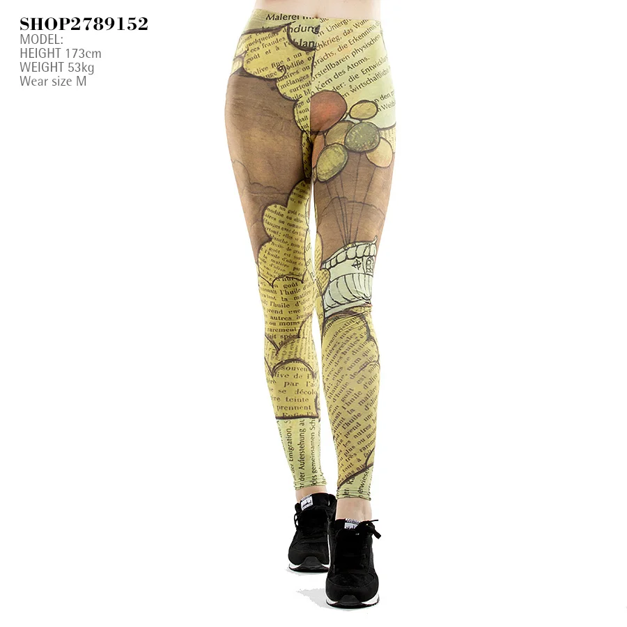 Ретро узор Леггинсы сексуальный фитнес леггинсы брюки для женщин Athleisure тонкий