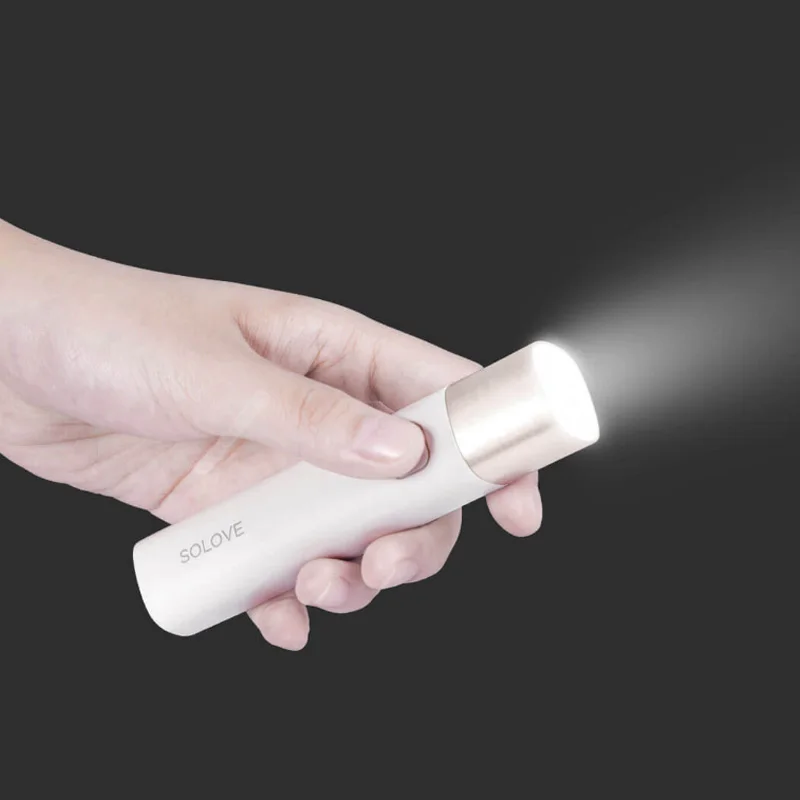 Белый Xiaomi SOLOVE USB Электрический фонарь перезаряжаемый яркий фонарик 3000 мАч power Bank портативный мини светодиодный фонарь для наружного велосипеда - Цвет: Белый