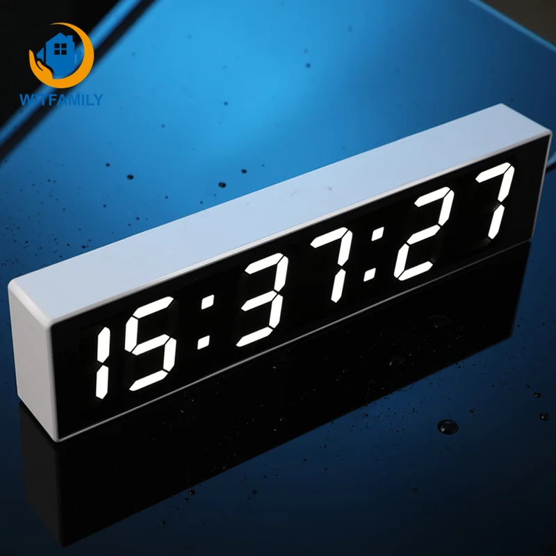 Цифровой Будильник ЖК дисплей большой экран календарь температуры зеркало