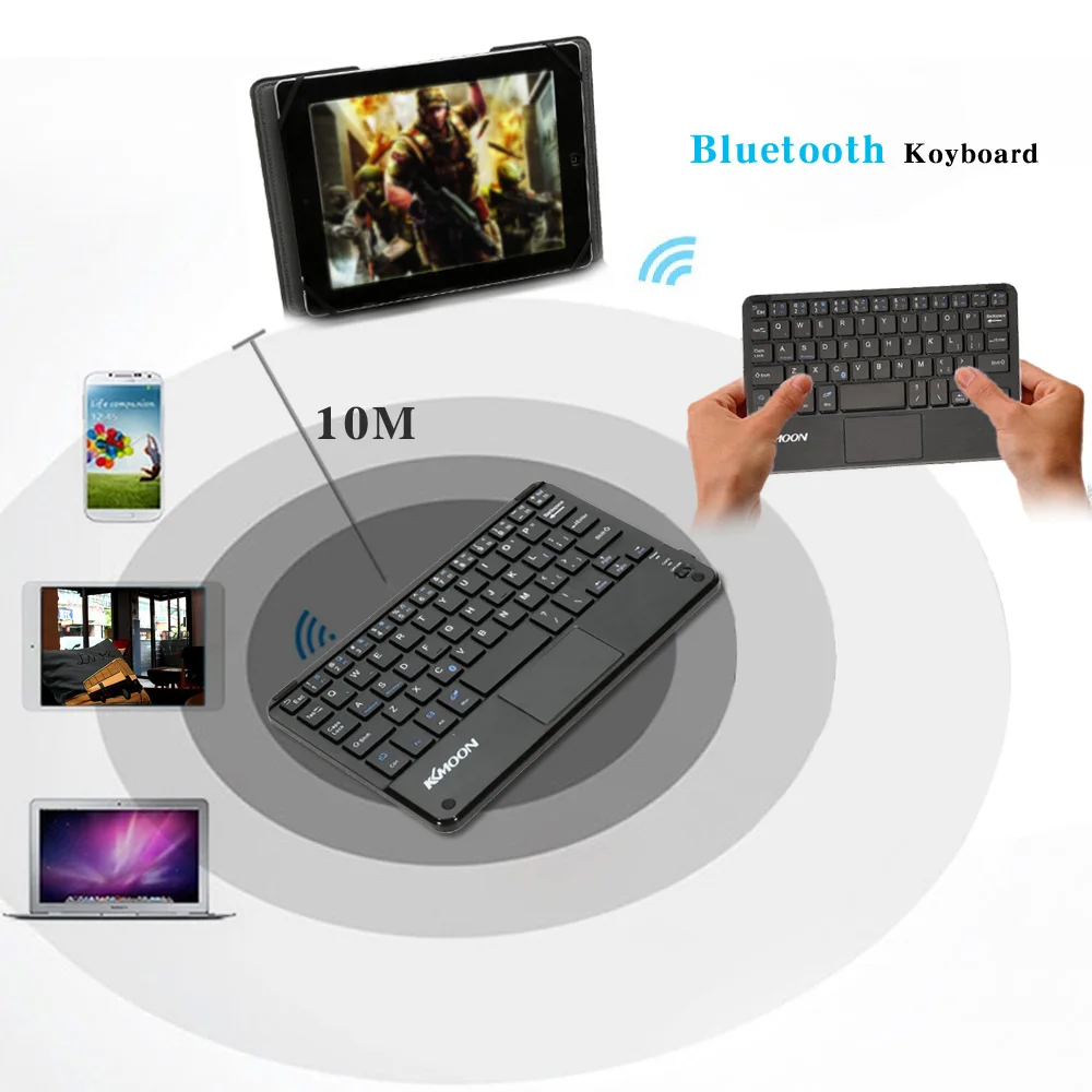KKMOON ультра тонкая мини беспроводная Bluetooth игровая клавиатура с тачпадом складной кожаный чехол подставка для смартфона "-8" планшет