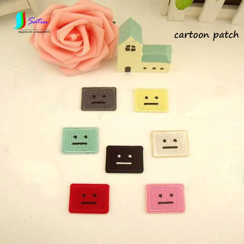 Одежда брюки яркий цвет прямоугольный мультяшный рисунок лица пришивная наклейка для костюма с вышивкой