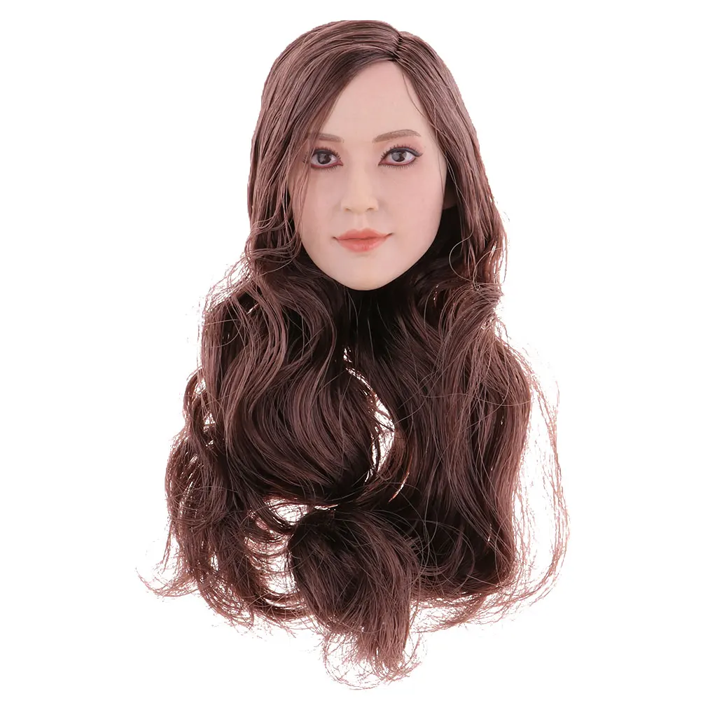 1/6 женская голова лепить резная Модель с длинными кудрявыми волосами для 12