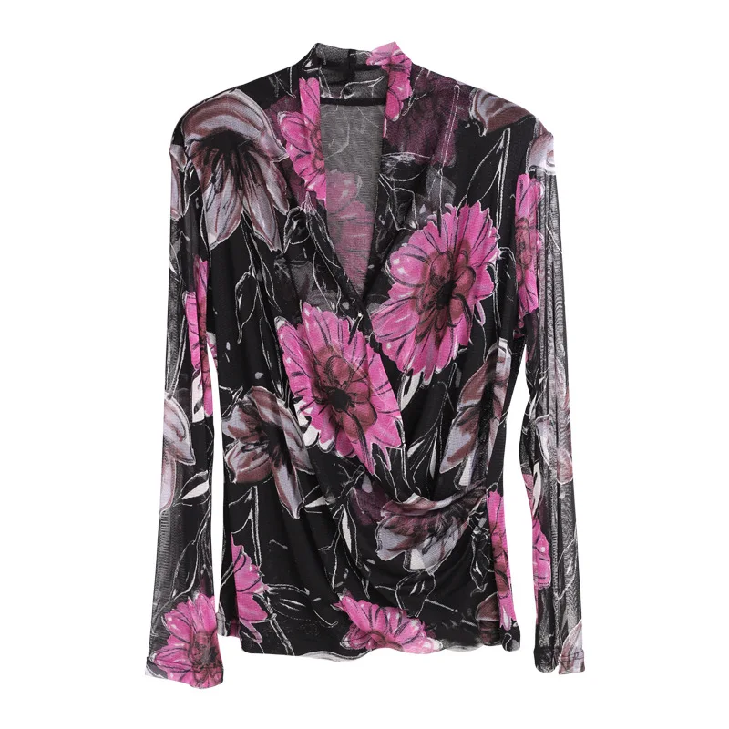 Шелковая рубашка женский свитер с v-образным вырезом 100% двойная шелковая