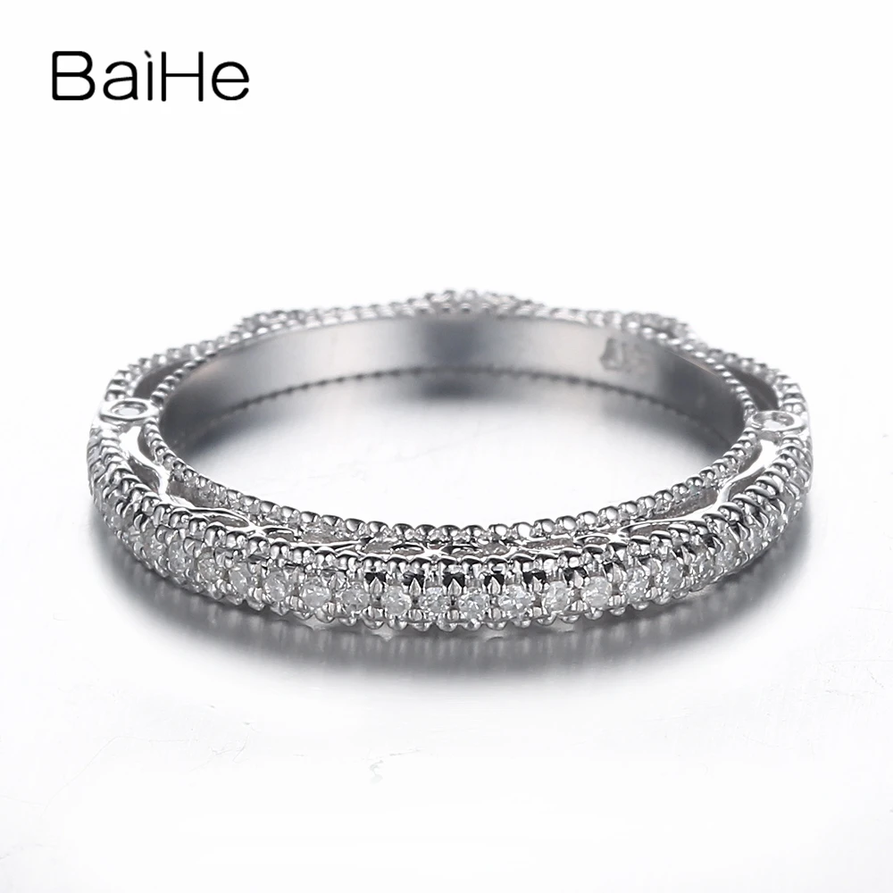 BAIHE подлинной стерлингового серебра 925 0.2CT H/SI Круглый Природные Алмазы свадебный