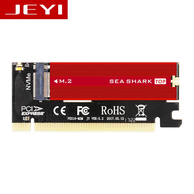 Адаптер JEYI MX16 M.2 NVMe SSD NGFF на PCIE 3 0 X16 карта ключей M поддержка PCI Express 0x4 2230-2280 размер m.2 - Фото №1