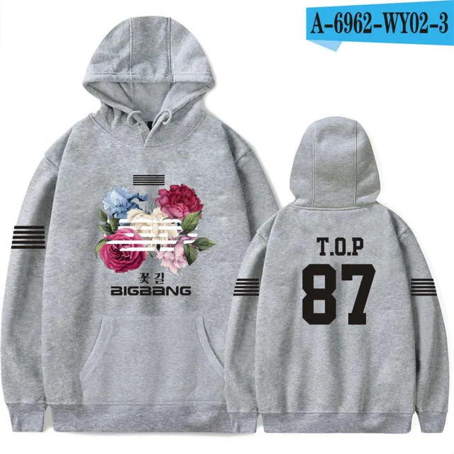 gray Bigbang big bang bangtan Толстовка kpop Корейская harajuku Толстовка moletom feminino Модная брендовая куртка пальто размера плюс 4xl - Цвет: gray