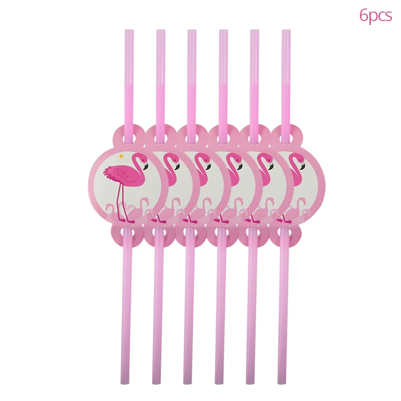 6pcs Straws Гавайи участник Luau Фламинго вечерние декоративный, с рисунком Фламинго ананаса летняя для вечеринки, дня рождения украшения для вечеринки в гавайском стиле расходные материалы - Цвет: 6pcs Straws