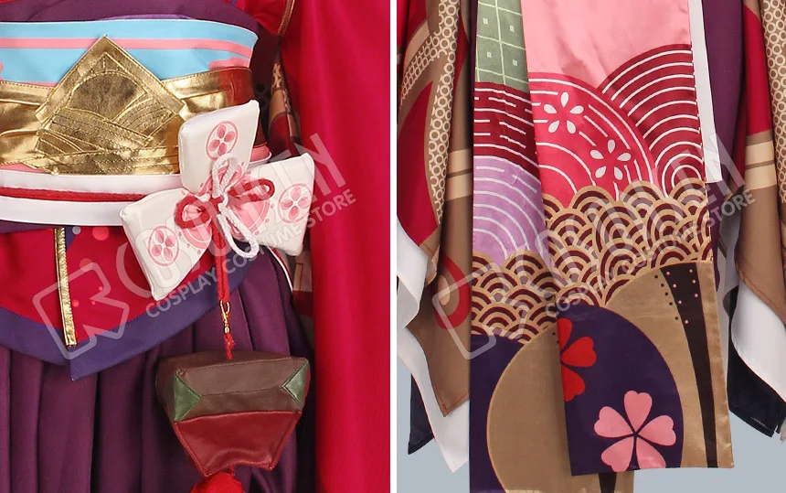 Minamoto Kagura Onmyoji Japanese Kawaii Red Kimono Cosplay Costume full set COSPLAYONSEN | Тематическая одежда и униформа
