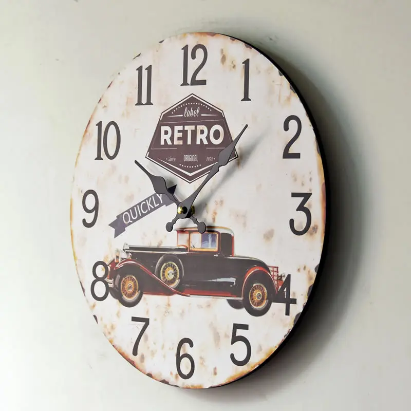 Новое поступление ретро автомобиль быстро немой дерева Настенные часы