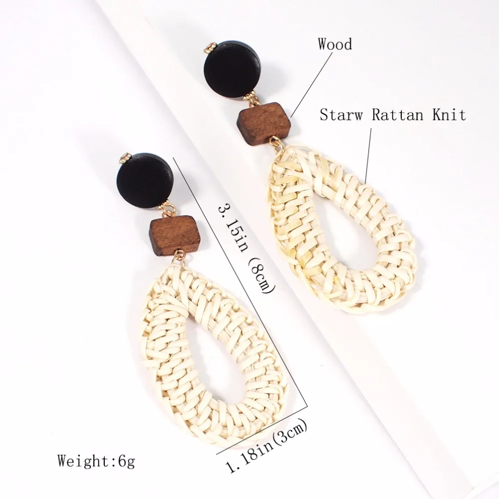 MANILAI богемные плетеные серьги из ротанга вязанные Висячие для женщин деревянные