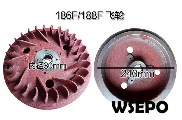 Высшее качество! Маховик для 186F 188F 192F 9HP ~ 12HP с воздушным охлаждением 04 тактный