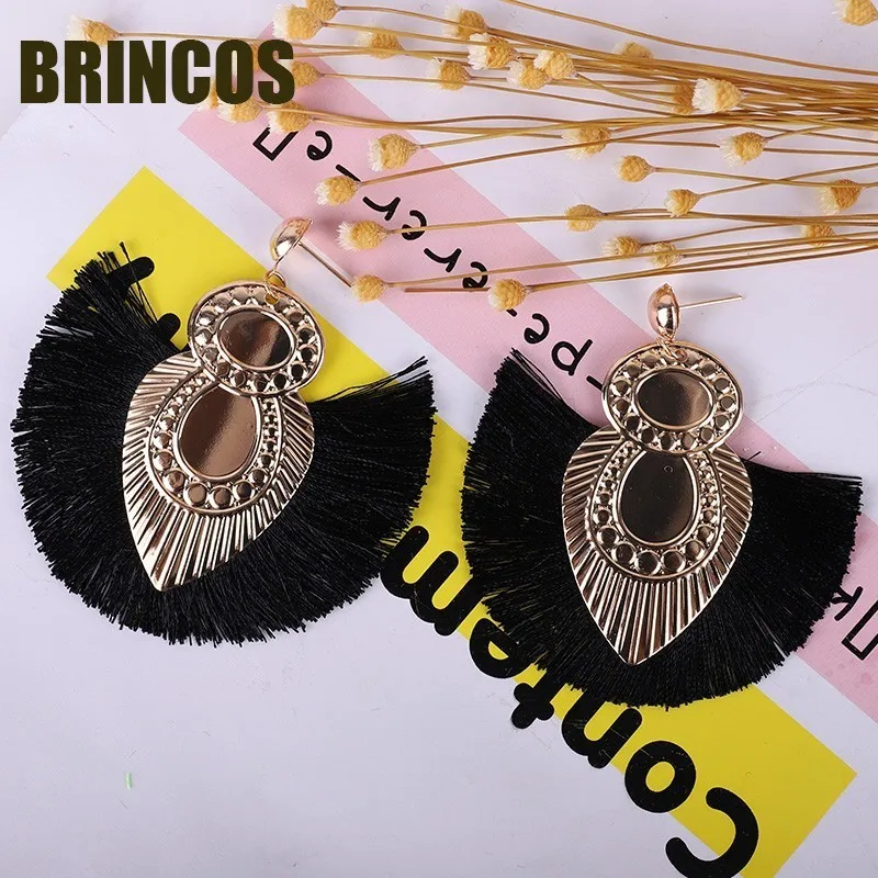 Женские серьги с кисточками boho винтажные индийские Золотые ручной работы в