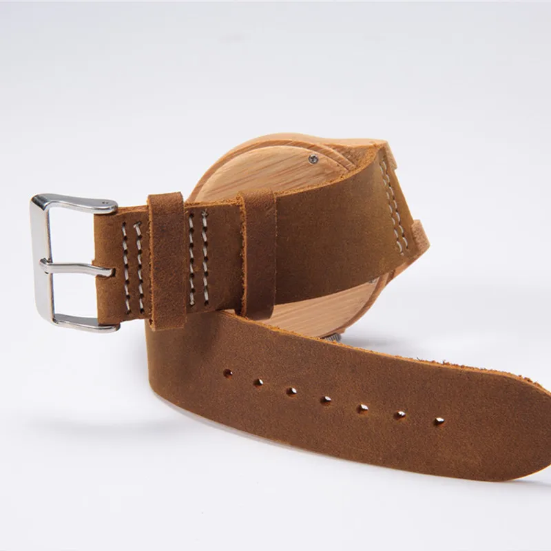 Мужские часы из натурального бамбука мужские натуральной кожи с ремешком