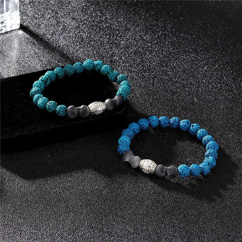 2018 модный мужской браслет из вулканического камня ретро с бусинами Pulseras Ом Мани