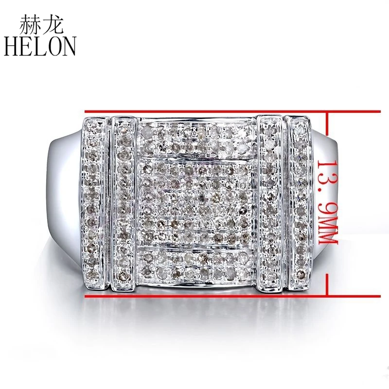HELON men's ювелирные изделия подарок настоящее серебро 925 проба проложить Установка 0.5ct подлинное натуральное бриллиантовое обручальное кольцо модные вечерние кольца