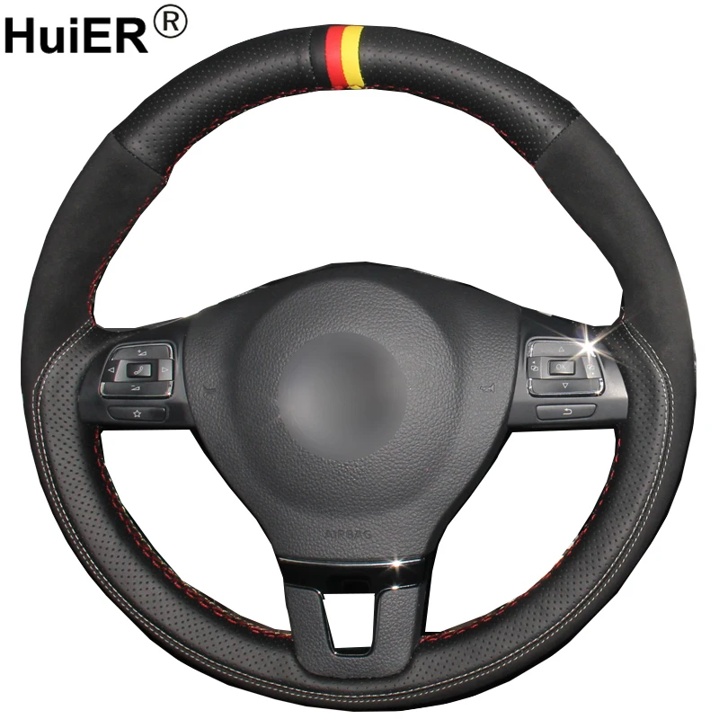 Ручной швейный чехол рулевого колеса автомобиля замша кожа Volant для Volkswagen VW Gol Tiguan