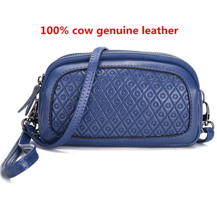 New arrival free shipping high quality cow genuine leather double zipper clutch wallet women messenger shoulder bag | Багаж и сумки