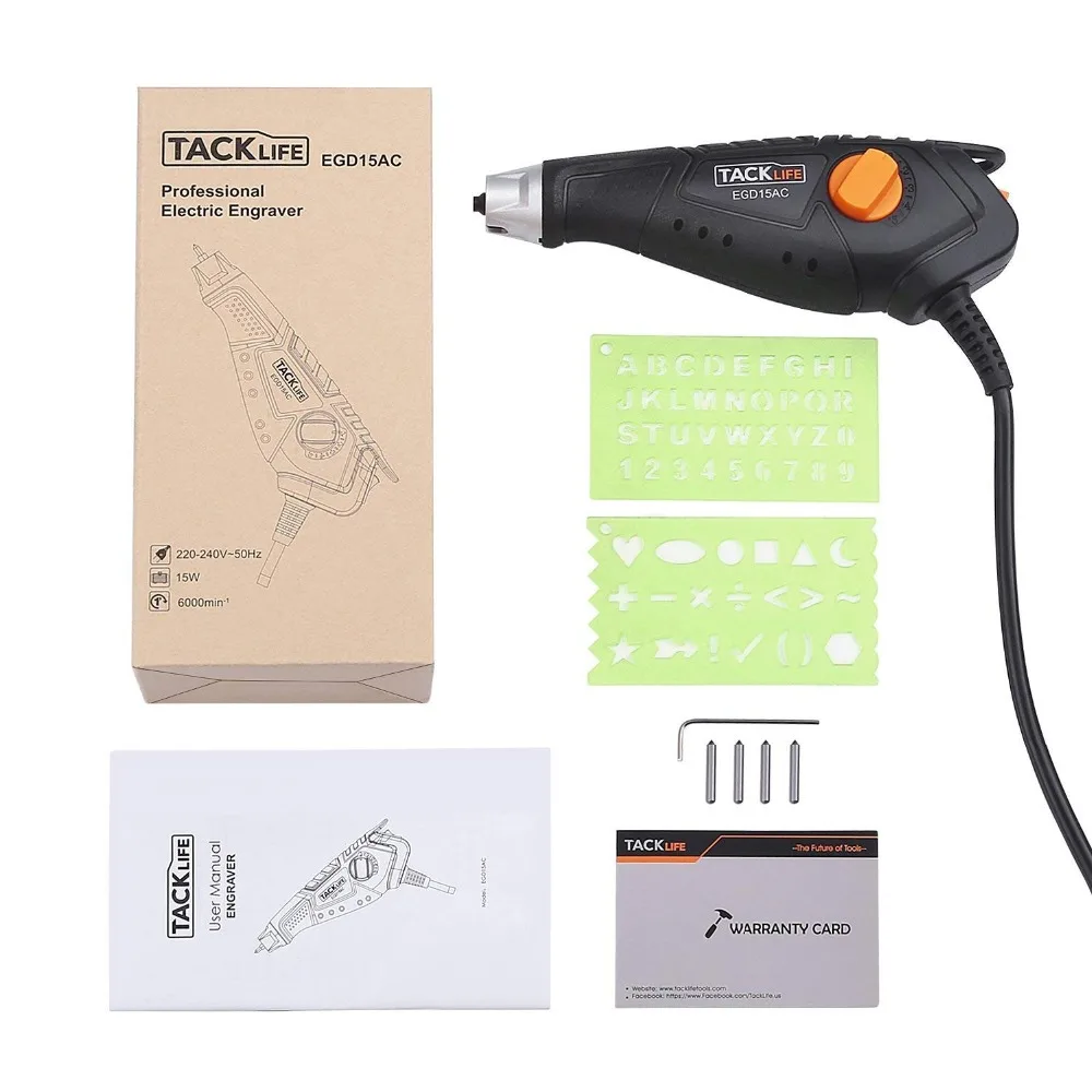 TACKLIFE EGD15AC 15W 120V/60Hz Engraver with Soft Rubber Handle 7200 Stroke Per Minute Power Tools Cutting Tools Electric Drill
