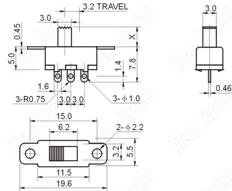 200pcs/lot Toggle Switch SS12F15 Vertical Type 3 pin With Screw Hole Single-row Two Switch-zoom 5MM High | Обустройство дома
