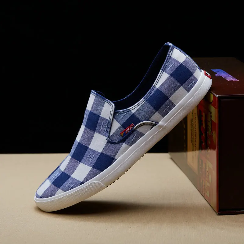 Клетчатые брендовые новые стильные мужские парусиновые туфли низкие дышащие мужские кроссовки на плоской подошве мужские лоферы на весну и осень