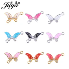 JUYA DIY Jewelry Supplies Butterfly Charms Crystal Connector for Jewelry Making Pendant Bracelet Ban
