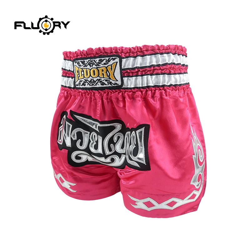 Молодежные и детские шорты fluory Muay Thai вышитые для кикбоксинга модные розовые