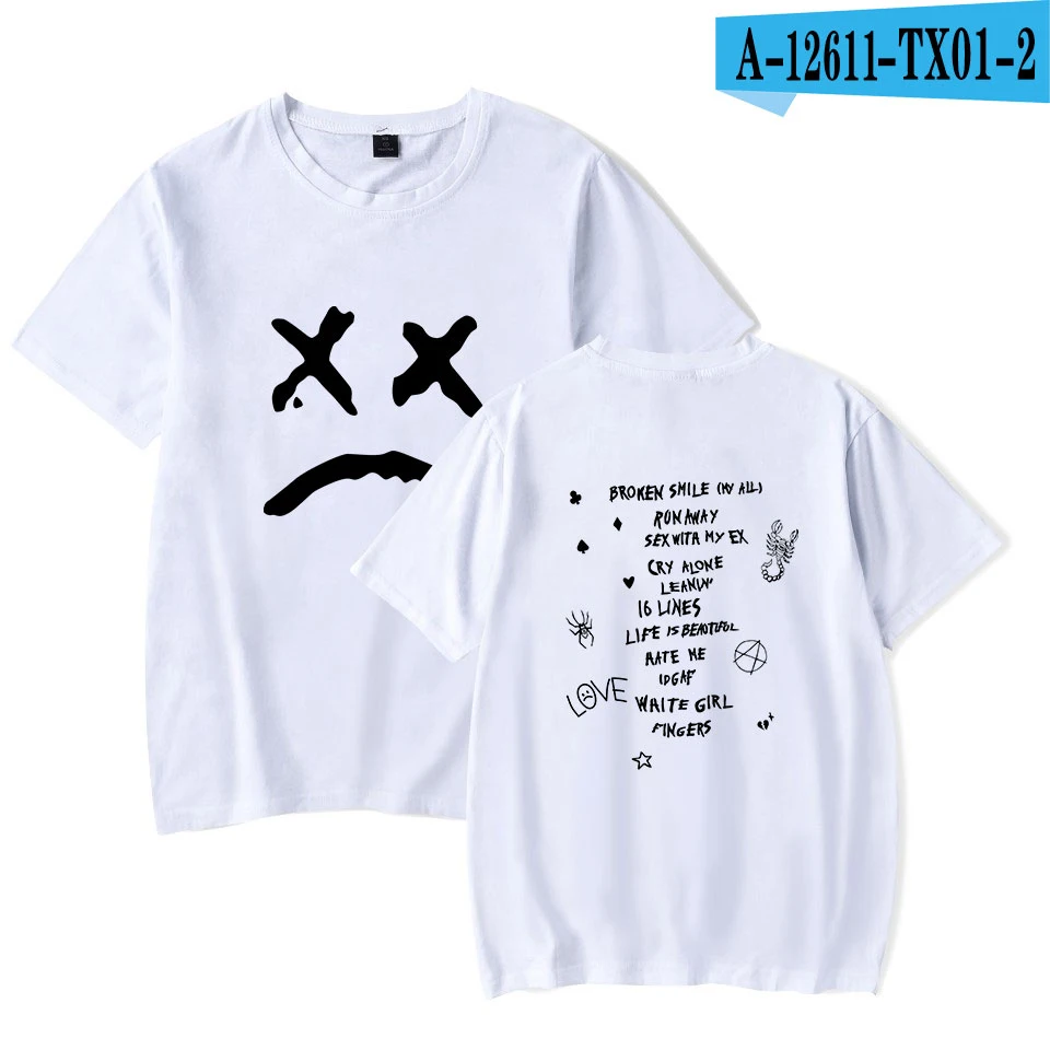 white Новая футболка Lil с открытым принтом, Мужская футболка с короткими рукавами для отдыха, мягкая хлопковая уличная одежда в стиле хип-хоп для мальчиков и девочек, Lil, одежда для фанатов с открытым рэпом - Цвет: white