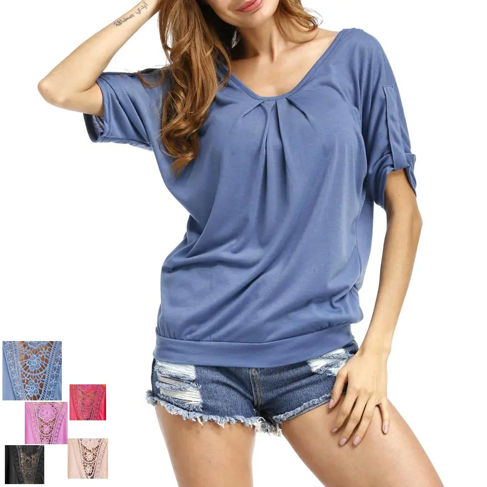 Sexy Women Summer Hollow Out Stitching Lace T-shirt Loose Tops Fashion T-shirts Tee Plus Size 5XL 99 LXX9 | Женская одежда