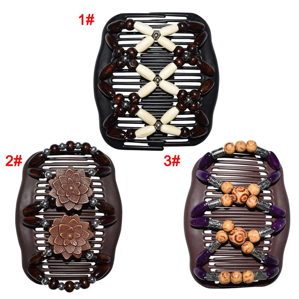 2018 волшебные деревянные бусины расческа для волос эластичный зажим женские
