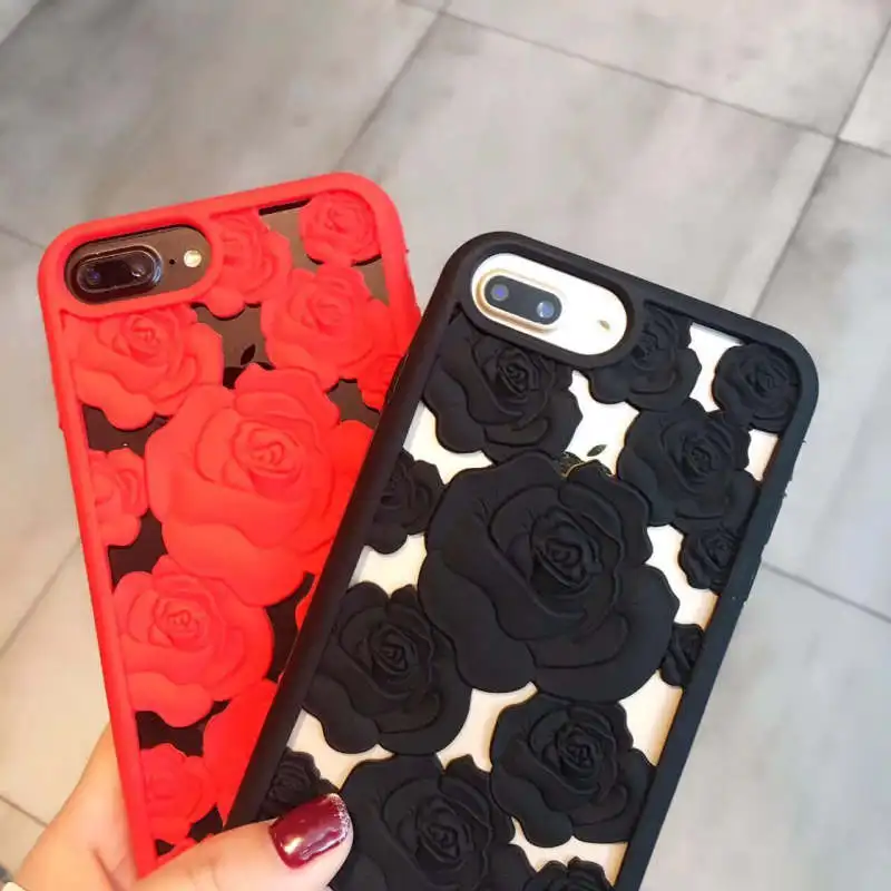 Модный силиконовый чехол для телефона EPENA с полой розой Apple iphone 8 7 plus 6 6s 3D мягкий