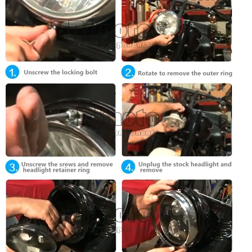 BJMOTO 7 дюймов H4 H13 светодиодные фары мотоцикла для Harley с Halo ангельский глаз DRL огни для Harely Softail Dyna Sportster