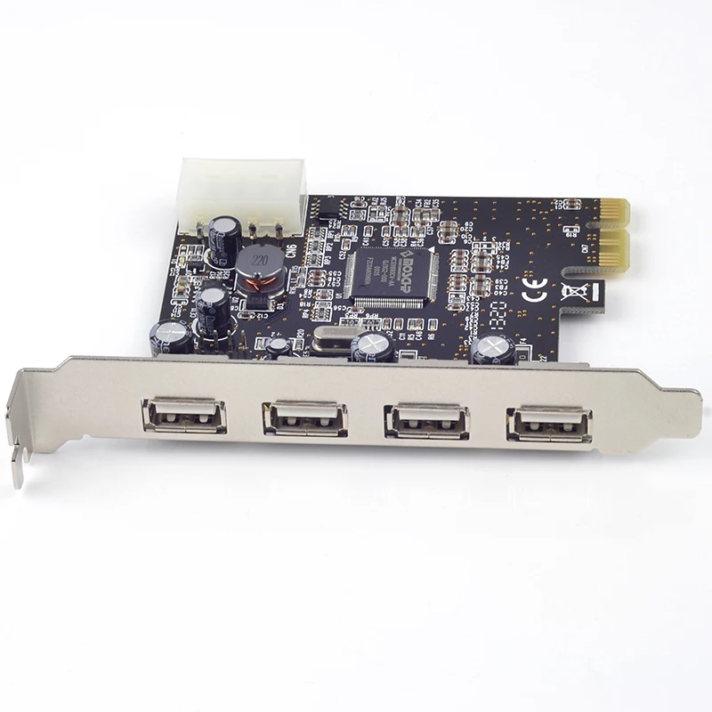 USB 2 0 PCIE PCI-Express x1 карта 4 внешних порта USB2.0 мощьip с 4pin блоком питания | Компьютеры и