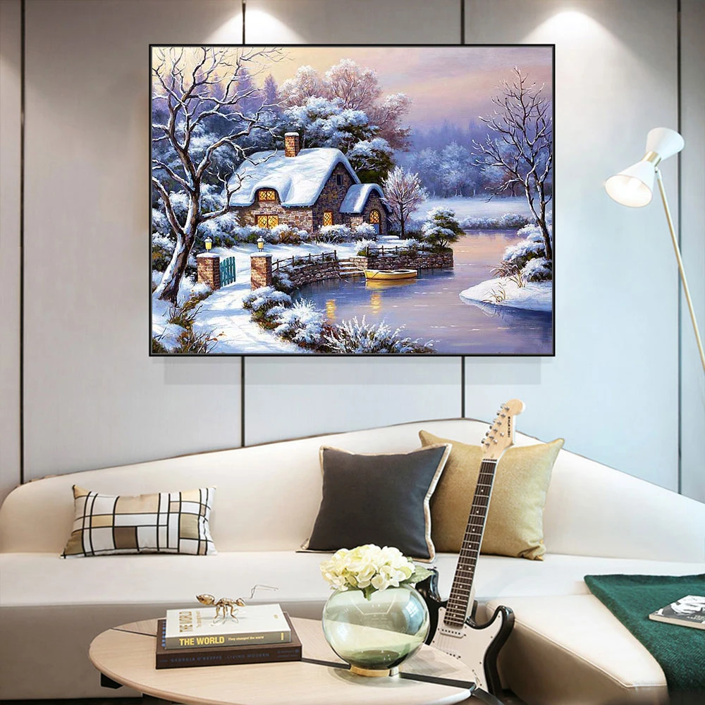 Вышивка крестом наборы 14CT сезон речной дом хлопковая нить живопись DIY рукоделие