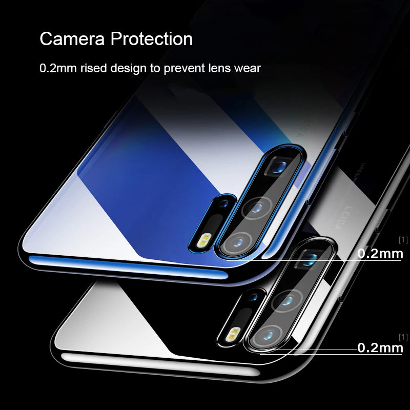 USLION Electroplate Clear Soft Phone Case for Huawei P30 Pro P20 P10 Plus Transparent Cover For Honor V10 9 8X 20 10 Lite Cases |