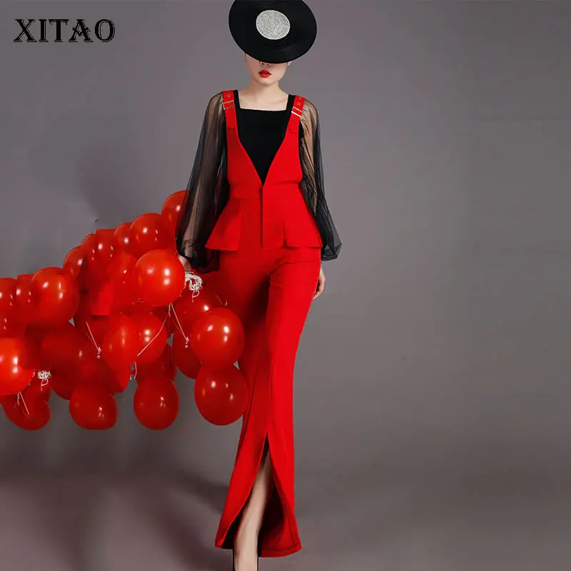 [XITAO] женские 2019 Весна Лето Новые повседневные длинные штаны с v-образным вырезом