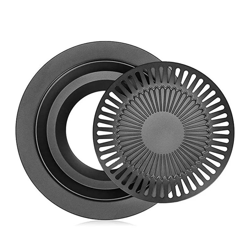 Круглая сковорода с каменным покрытием для барбекю гриль тарелка бездымного