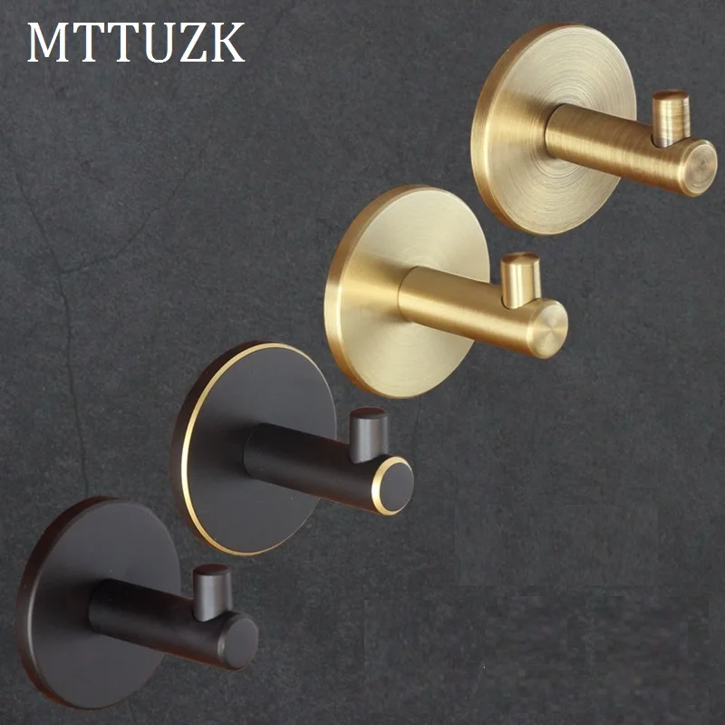 MTTUZK Твердый латунный крючок настенный скандинавский простой крючок для пальто за дверью, гостиной, ванной комнаты, матовый золотой/черный крючок