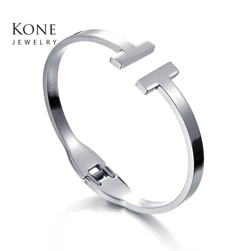 Женские браслеты из нержавеющей стали с надписью H и открытыми манжетами