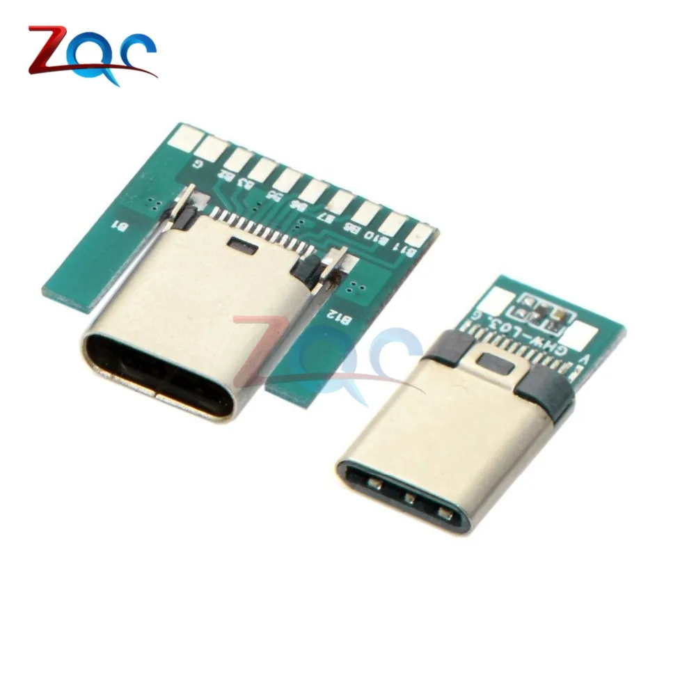 Разъем USB 3 1 типа C 24 контакта штекер гнездо адаптер розетка для припоя провод и