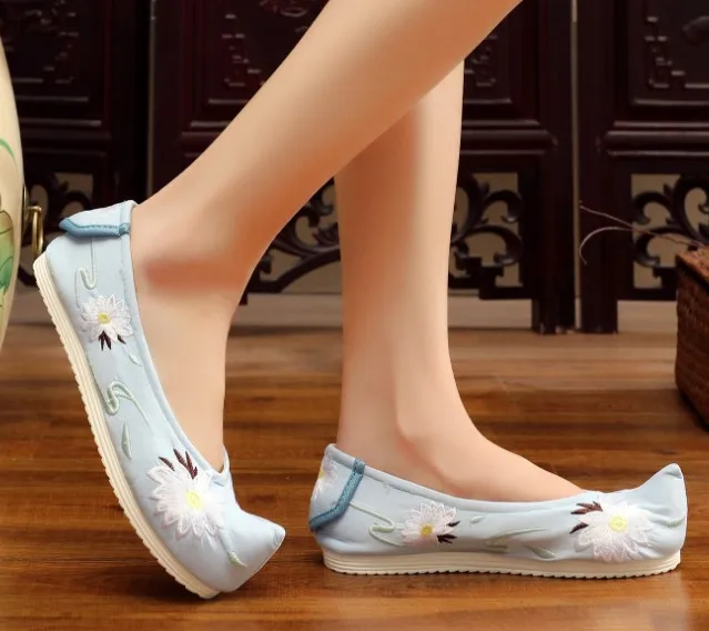 style 2 blue NINGUTA/Китайская традиционная обувь на плоской подошве с вышивкой; женская обувь с бантом; классическая женская обувь на плоской подошве - Цвет: style 2 blue