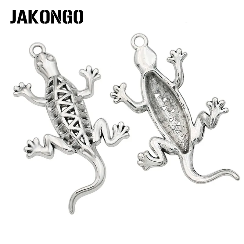 Подвески ящерица JAKONGO тибетские посеребренные для изготовления браслетов