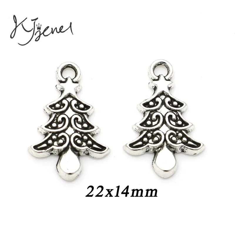 10 шт. посеребренные Подвески в виде рождественской елки 22 х14 мм | Украшения и