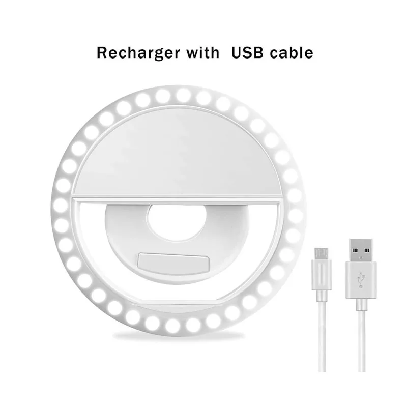 Usb зарядка селфи кольцо светодиодный телефон свет лампы мобильный телефон объектив СВЕТОДИОДНЫЙ Sefie лампа кольцо вспышки линзы для Iphone samsung